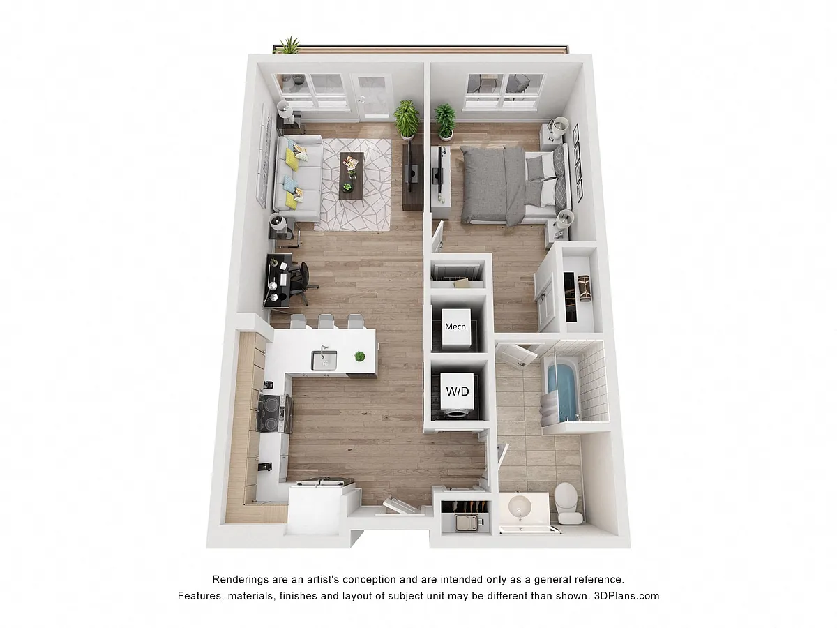 Floor plan Avenue G | 1 Bed/1 Bath-AW-01.6