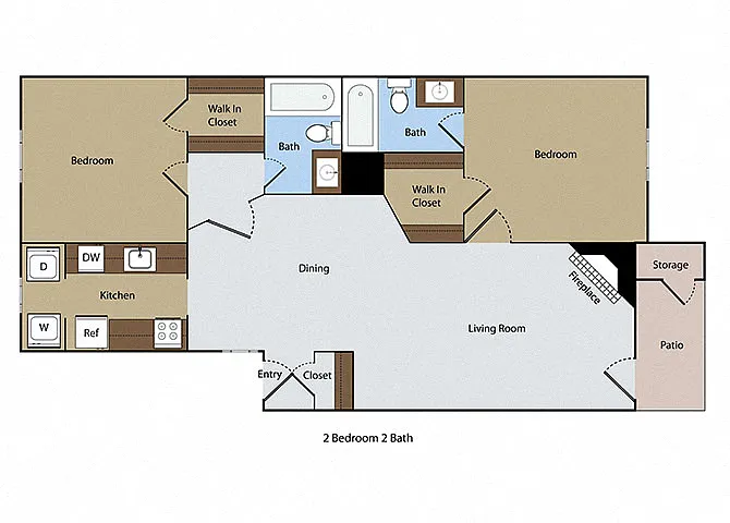 Floor plan 2 BR 2 BA