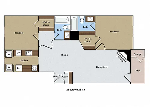 Floor plan 2 BR 2 BA
