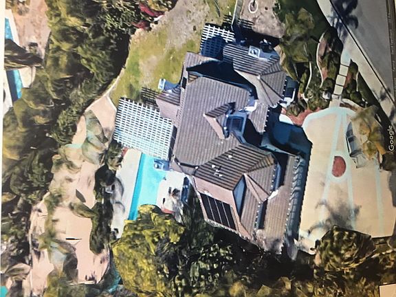 VIEW FROM ABOVE HOME--LARGE YARD WITH POOL