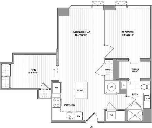 Floor plan 2 Bed/1 Bath Jr-AD1