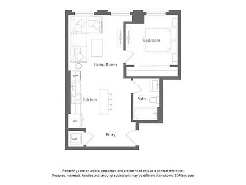Floor plan A1 - 1 Bedroom