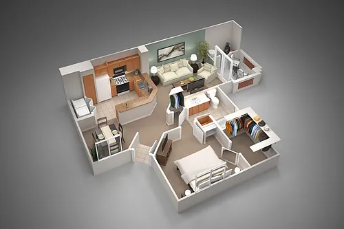 Floor plan One Bedroom/One Bath