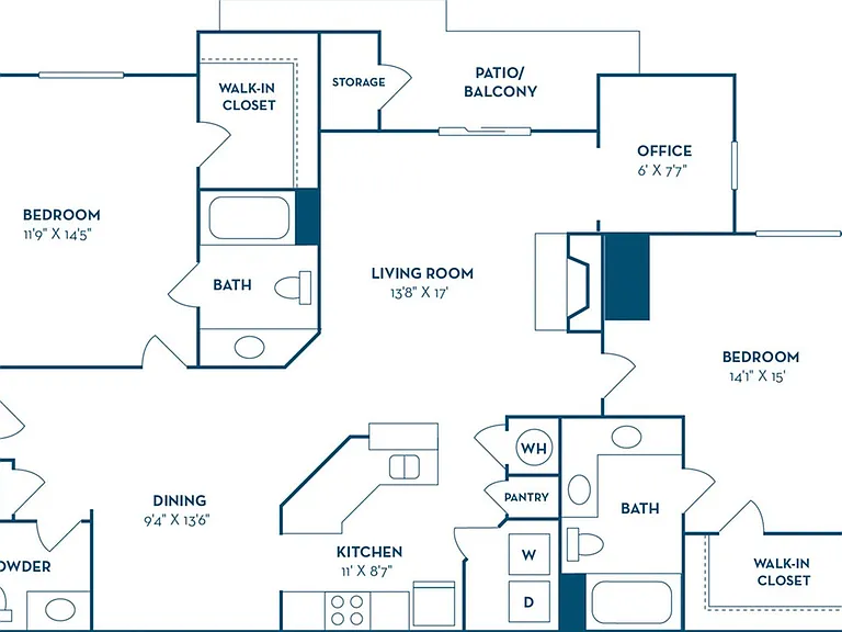 2 Bedroom | 2.5 Bath | 1338 SF 2 Bedroom | 2.5 Bath | 1338 SF