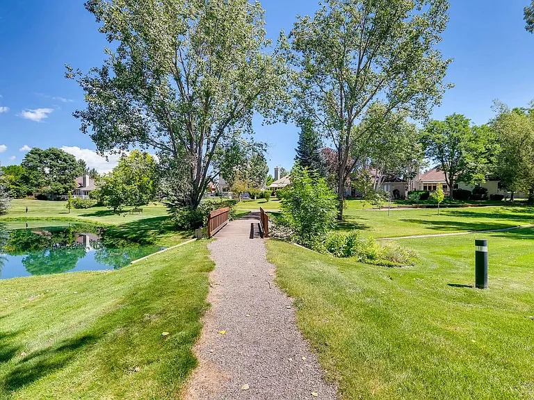 Pond walking paths behind house