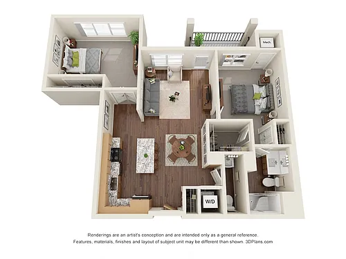 Floor plan Two Bedroom G - 60%
