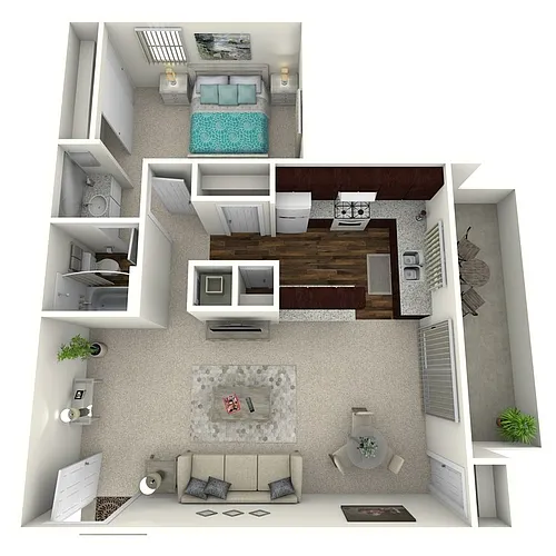 Floor plan Woodcrest- 1 Bed 1 Bath