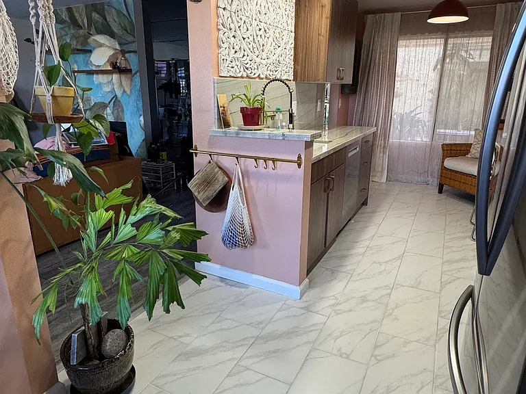 View from dining area toward kitchen.