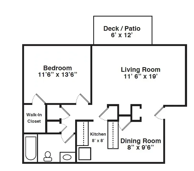Floor plan 1 Bedroom 1 Bath - Large