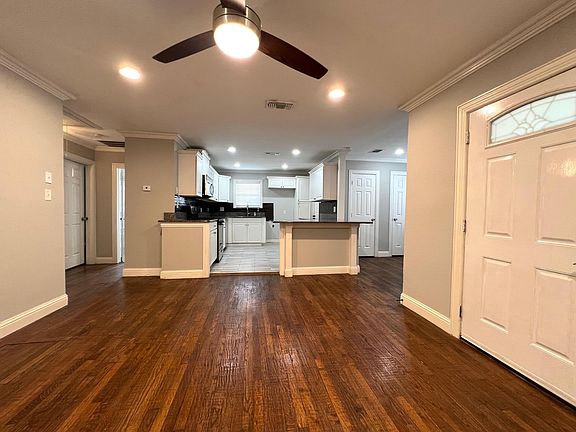 View from the living area to the kitchen & dining/home office area