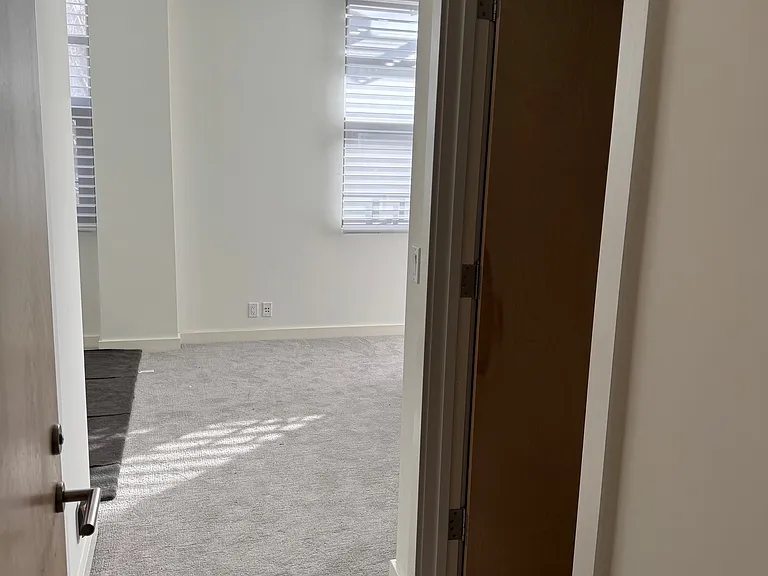Master bedroom entrance with walk-in closet on left and bathroom on right.