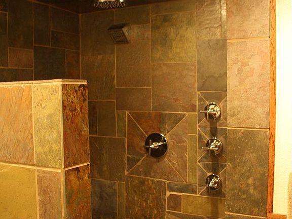 Slate shower in basement