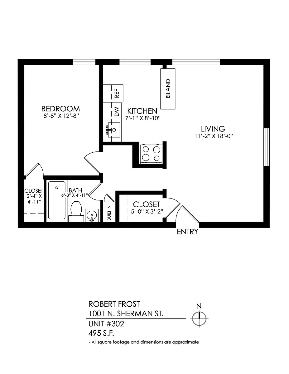 Floor plan 1 Bedroom, 1 Bath