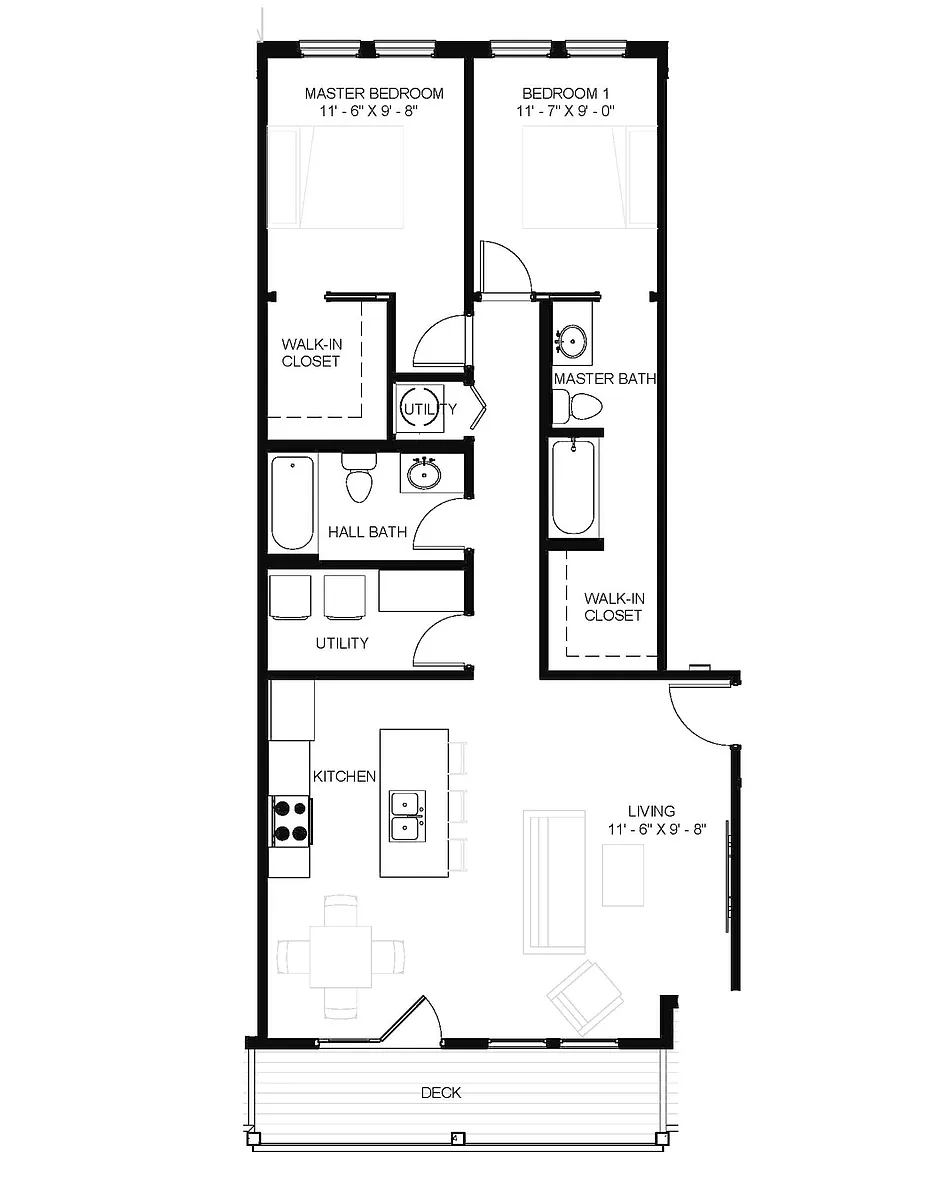 Floor plan Two Bedroom / 2 Bathroom
