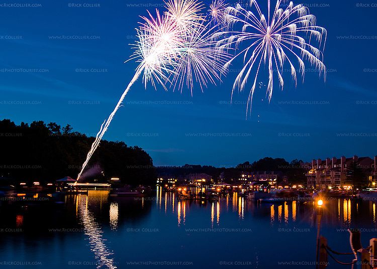 Fireworks on lake