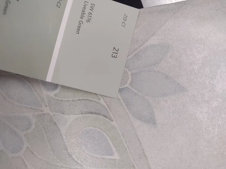 Tile colors of soft Lilac, blue, gray, green and bone