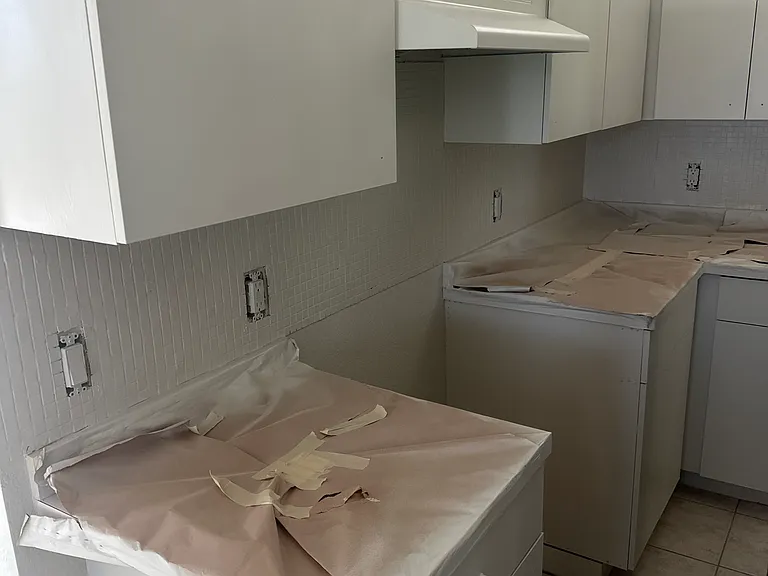 Freshly painted cabinets