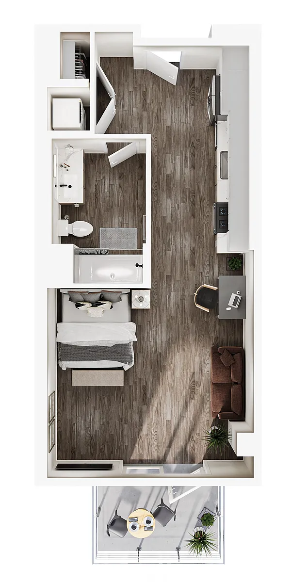 Floor plan Studio | 1 Bath | Plan S2