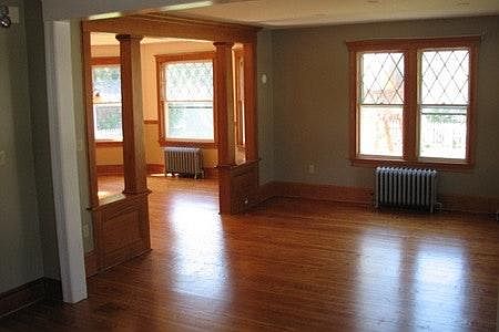 Open floor plan with hard wood floors throughout.