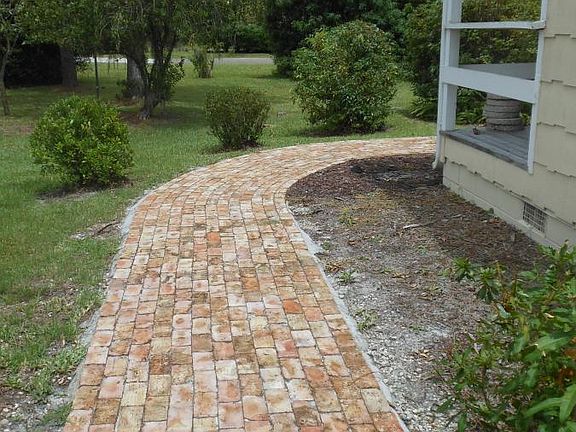brick walkway to entrance