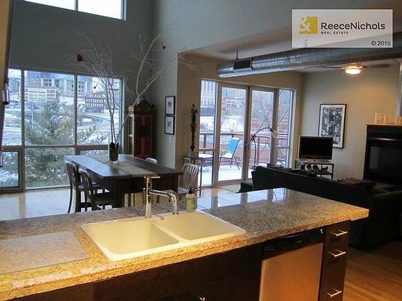 View from kitchen of dining & living area.