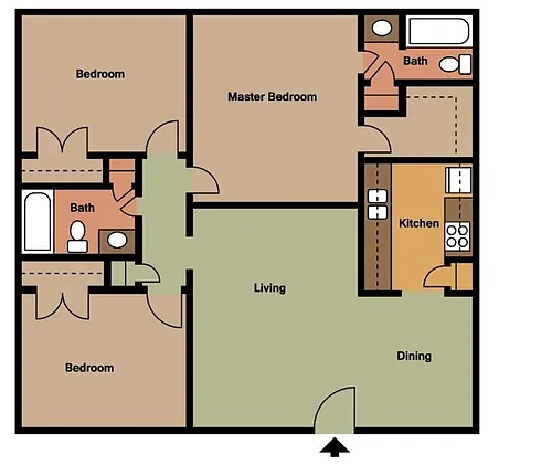Floor plan 3Bedroom-2Bathroom