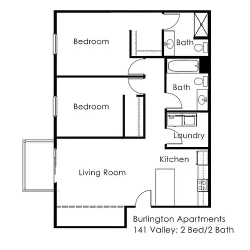 Floor plan 2 Bed / 2 Bath: Valley Avenue