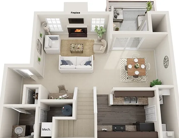 Townhome, First Floor, Two Bedrooms, Two Bathrooms, 1075 sqft Townhome, First Floor, Two Bedrooms, Two Bathrooms, 1075 sqft
