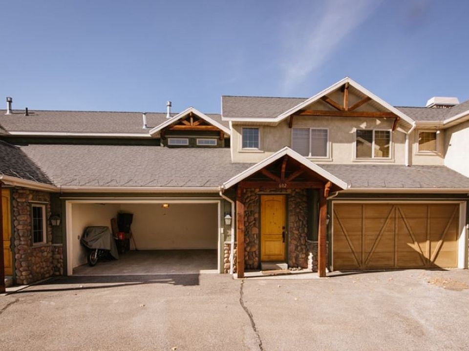 Front of the townhouse with open garage