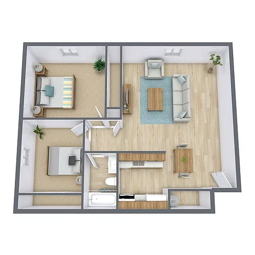 Floor plan Two Bedroom 21D
