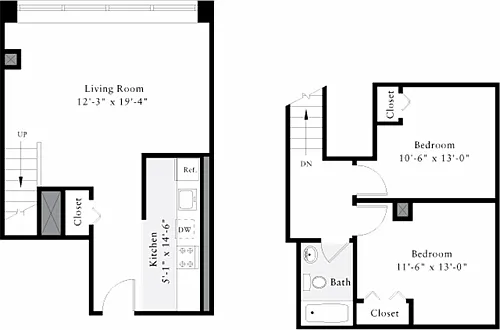 Floor plan The Lofts 2 Bedrooms G