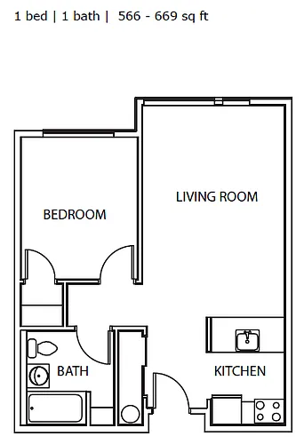 Floor plan WestTown 1x1