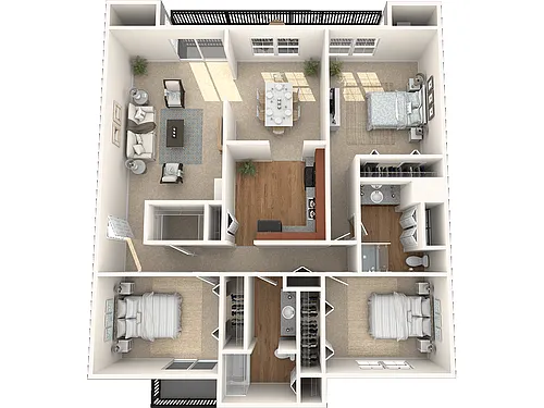 Floor plan Harmony: Three Bedroom Apartment