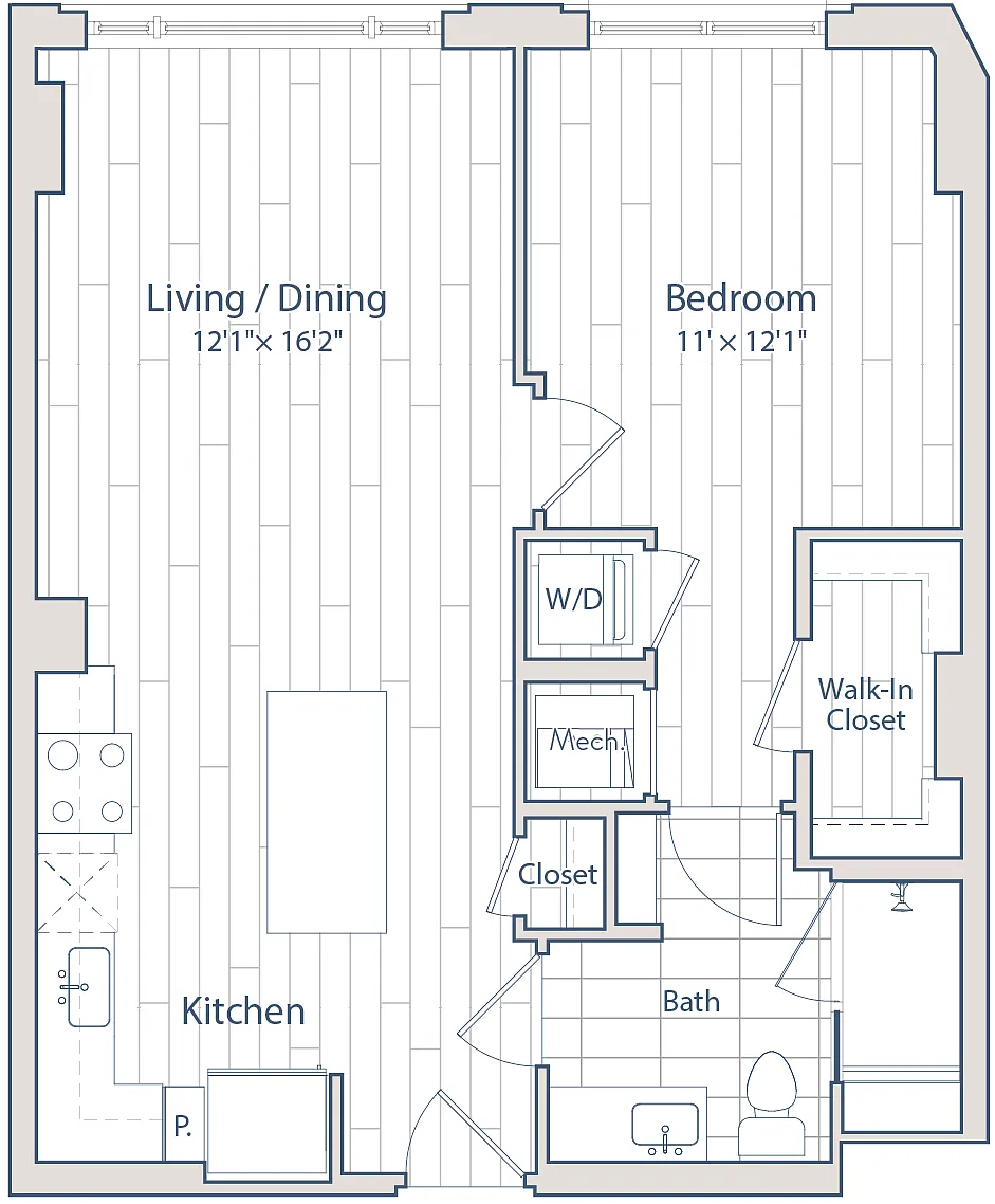 Floor plan 1 Bed/1 Bath-C2-b