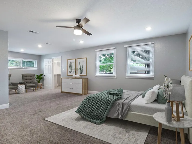 Bedroom 1. This image shows a virtually furnished space. Bedrooms come unfurnished.