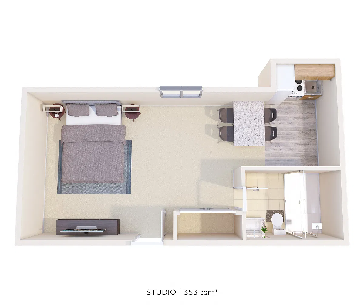 Floor plan Studio - 353 sqft