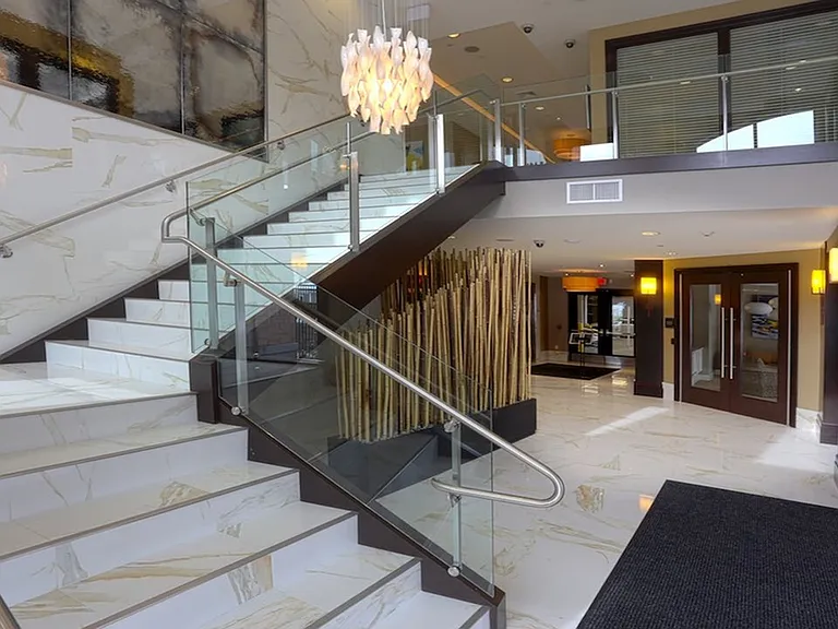 Two-story lobby and leasing center