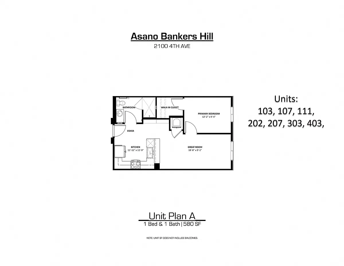Floor plan 1 Bedroom, 1 Bathroom