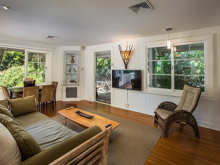 Full view of the living room with large sliding windows