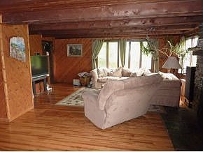 Cedar walled living room