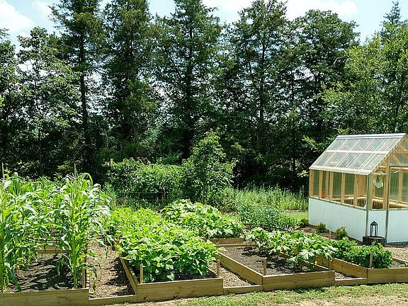 Greenhouse with raised beds