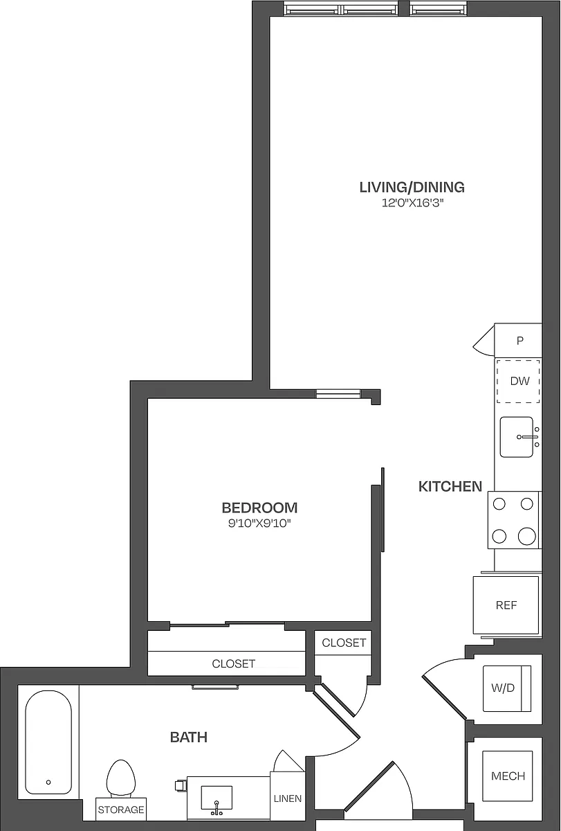 Floor plan 1 Bed/1 Bath-J02