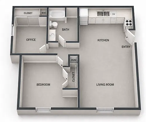 Floor plan 1 Bedroom 1 Bathroom