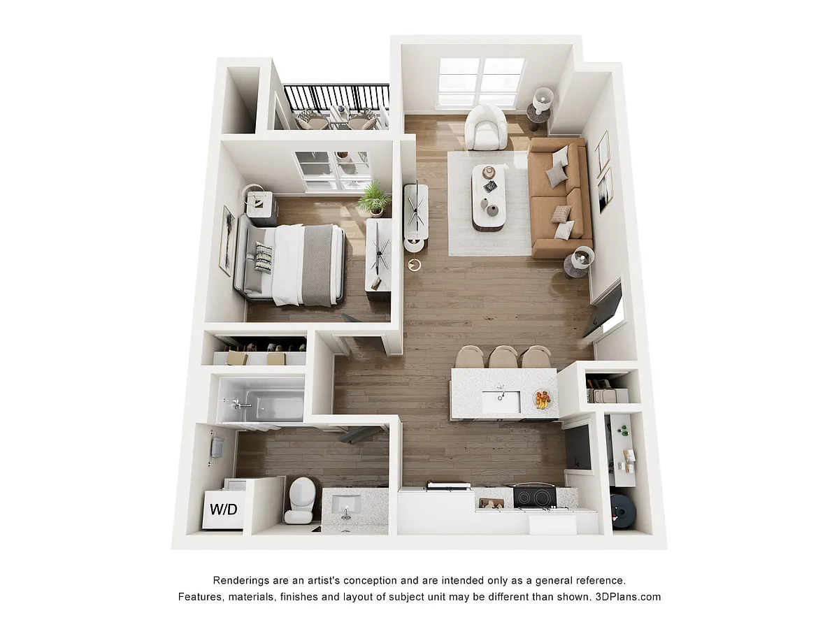Floor plan One-Bedroom 1A-1