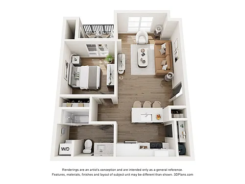 Floor plan One-Bedroom 1A-1
