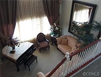 Vaulted ceiling in living room
