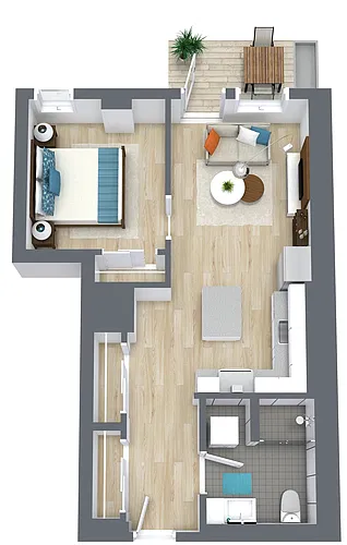 Floor plan 1X1 P