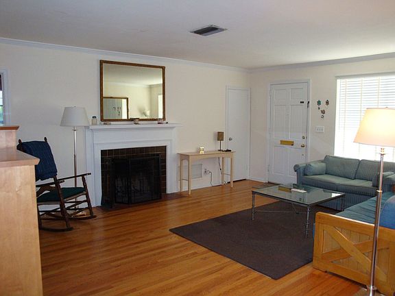 Living room with working fireplace