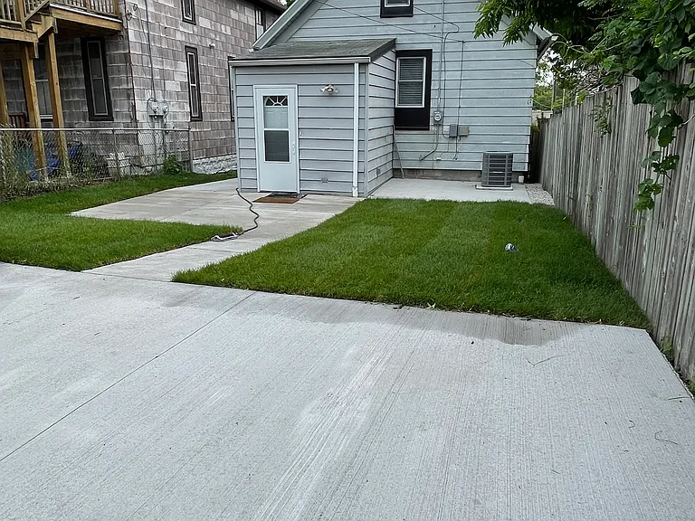 parking, patio, backyard, & back entrance