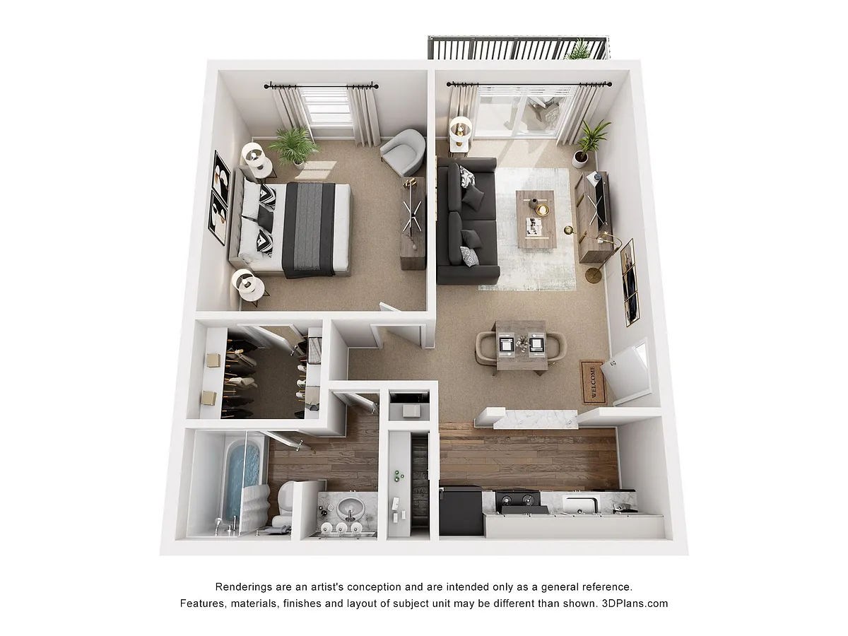 Floor plan 1 Bedroom, 1 Bathroom